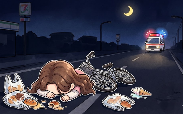 コンビニ過食の帰りに交通事故で救急搬送